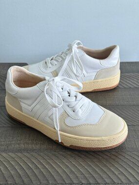 Mi.iM Women's White Lace Up Strip Sneakers Size 6.5